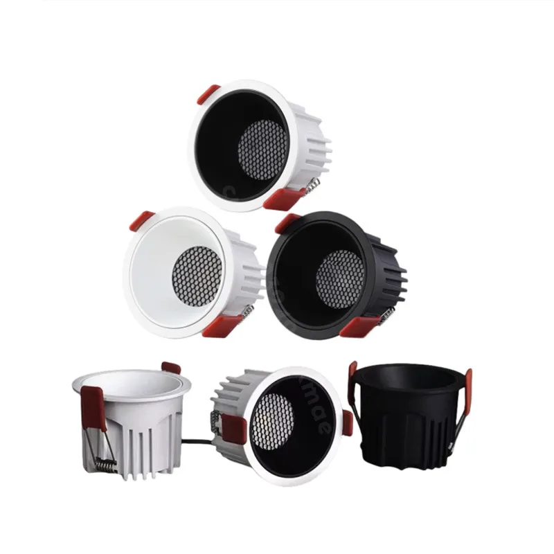 Светодиодный встраиваемый прожектор, потолочный светильник для спальни, современный светильник COB с регулируемой яркостью, AC90V-260V, 7W12W, круглый прожектор для гостиной