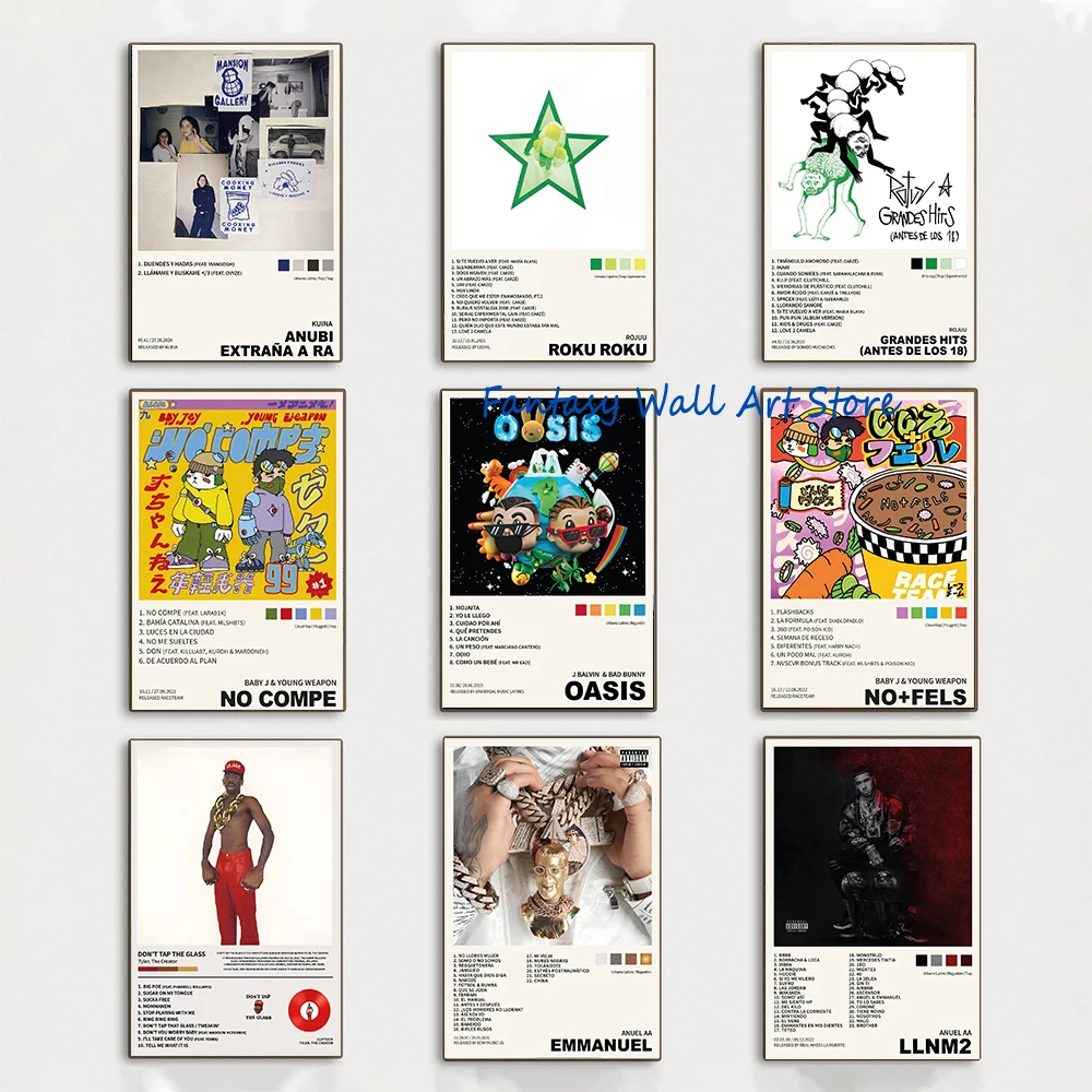 Nordic Pop Rapper Anuel AA‌ Bad Bunny NVSCVR DJO YOUNG CISTER Poster Music Albums Aesthetics Wall Decor Canvas Prints Art Decor