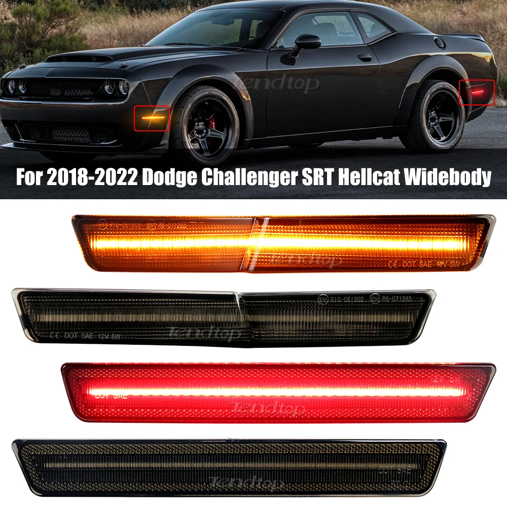 

LED Front Rear Bumper Lamp Side Marker Lights For Dodge Challenger SRT Hellcat Redeye Widebody 2018-2022 R/T Scat Pack Demon