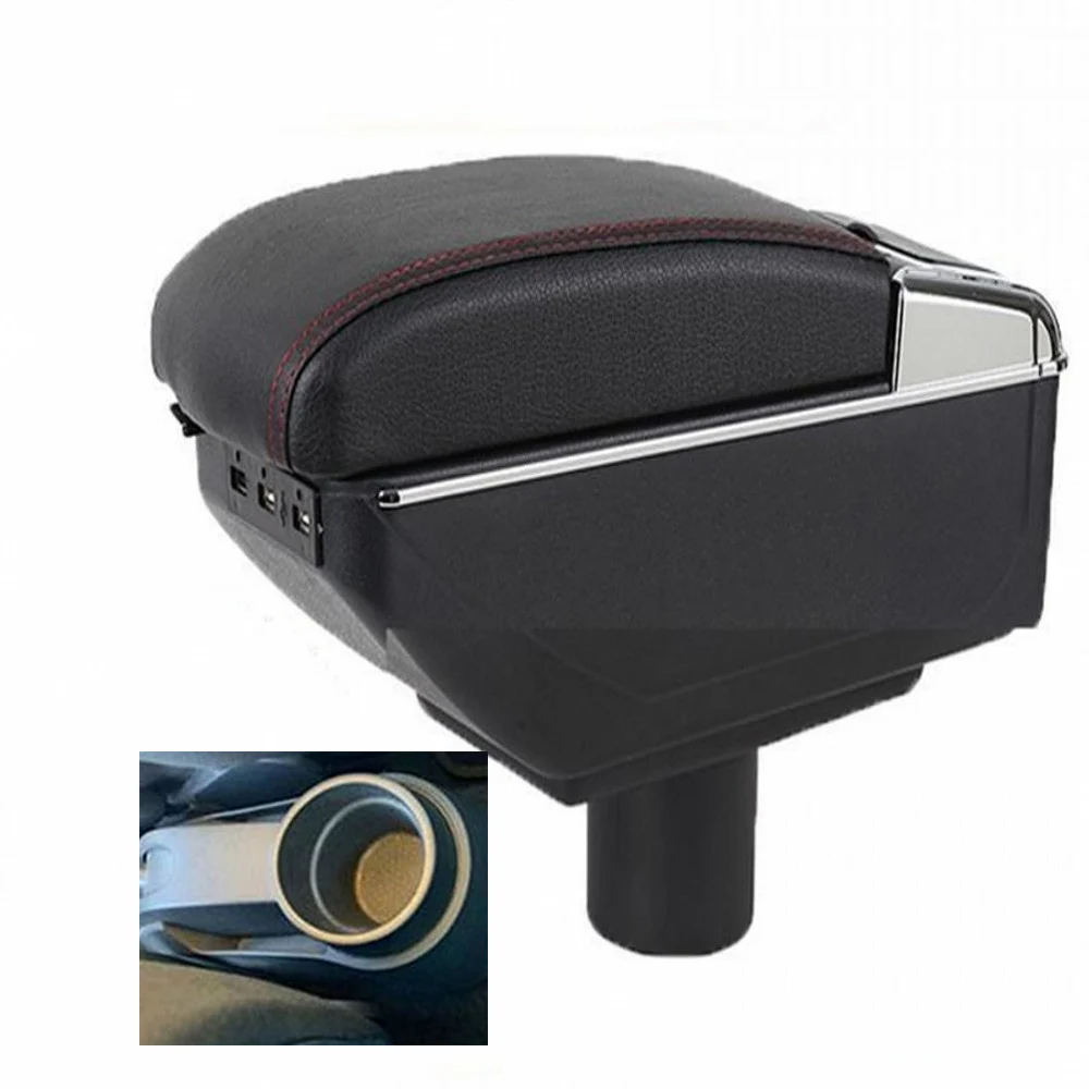 For Seat ibiza 6L 6J armrest box central Store content Storage box Seat armrest box with cup holder ashtray USB interface