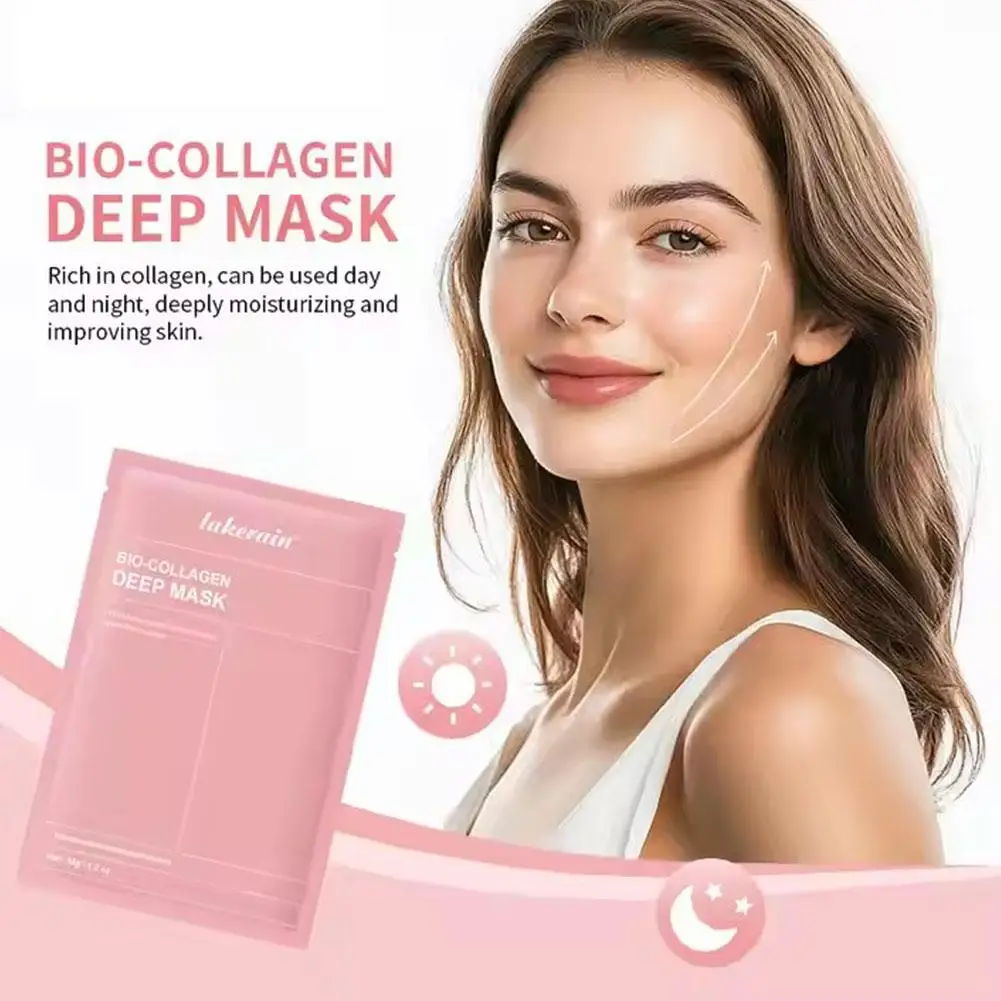 Lakerain Bio-Collagen Real Deep Mask Supplement Collagen Hydration Firming Skincare Deep Pore Brighten Radiance Minimizing N6R7