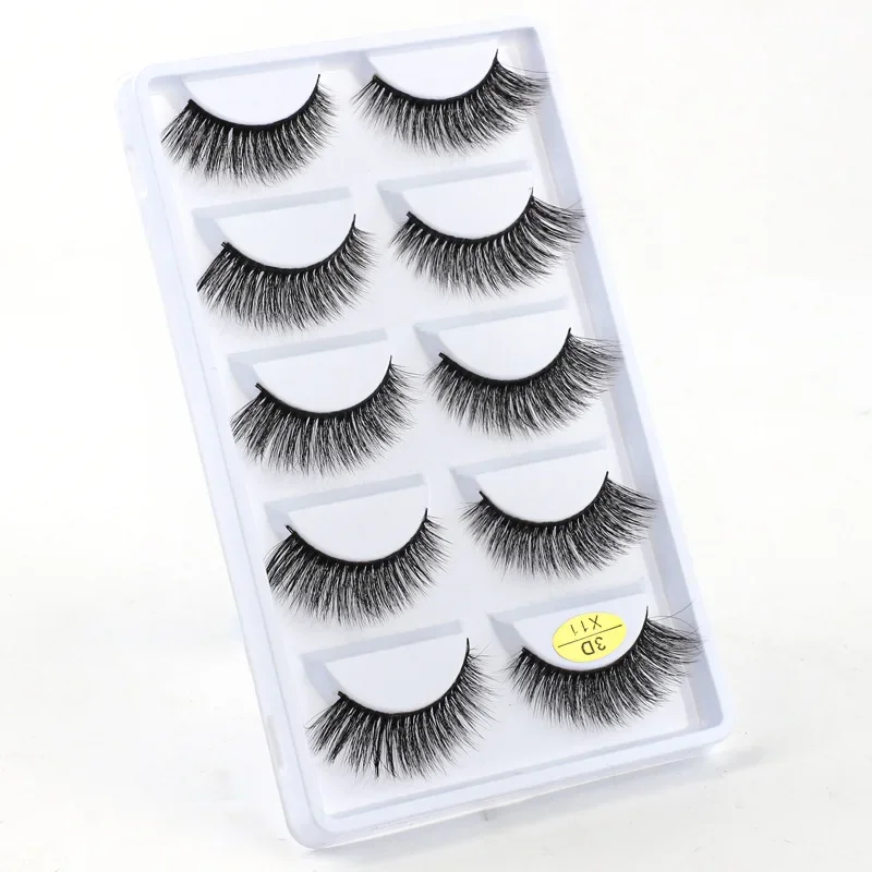 5 par rzęs Cat Eye Lashes Faux Mink Eyelashes Natural Long Manga Lashes Winged Soft Idol Lash Clusters Reusable Self Adhesive Lashe