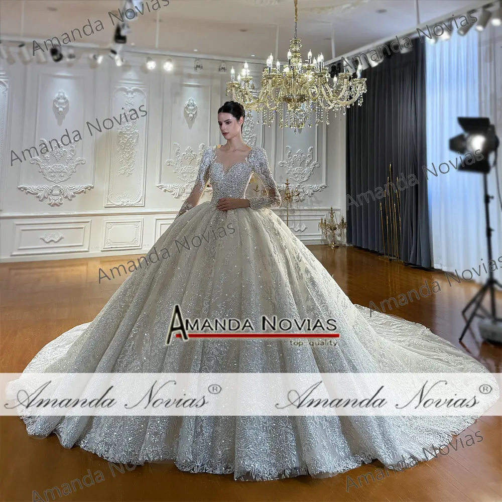 تخصيص NS5013 أماندا نوفيس 2026 نموذج جديد فستان الزفاف اللؤلؤ