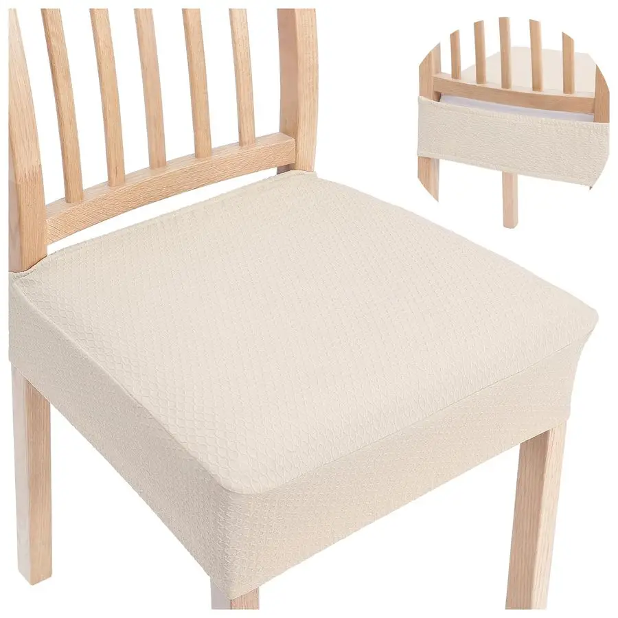 

Stretch Jacquard Seat Covers for Dining Room Chairs Set of 4, Removable Washable Chair Seat Protector Slipcovers, No Rear Covers