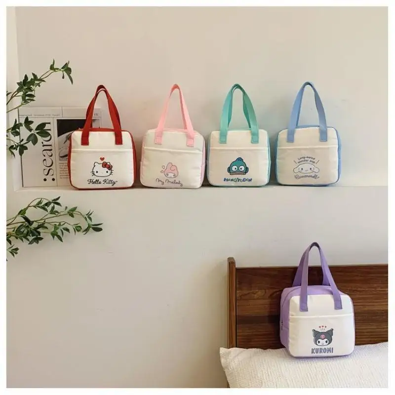 Borsa per il pranzo per studenti Sanrio Hello Kitty Kuromi Office Worker Cartoon Borsa termica Bento portatile impermeabile Picnic Party Kawaii
