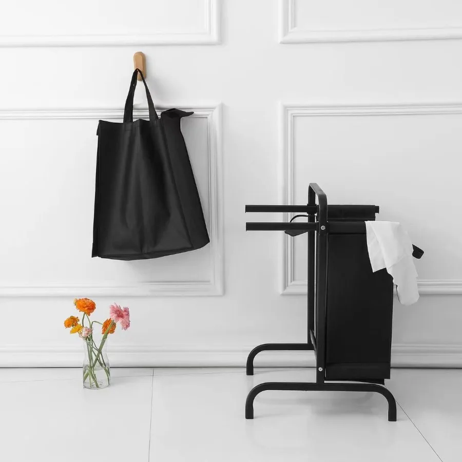 2-stufiger Wäschekorb, 110 l, großer Oxford-Kleiderkorb, Sortierer mit Deckel und Sortierkarten für die Aufbewahrung von Kleidung, Spielzeug, Schwarz