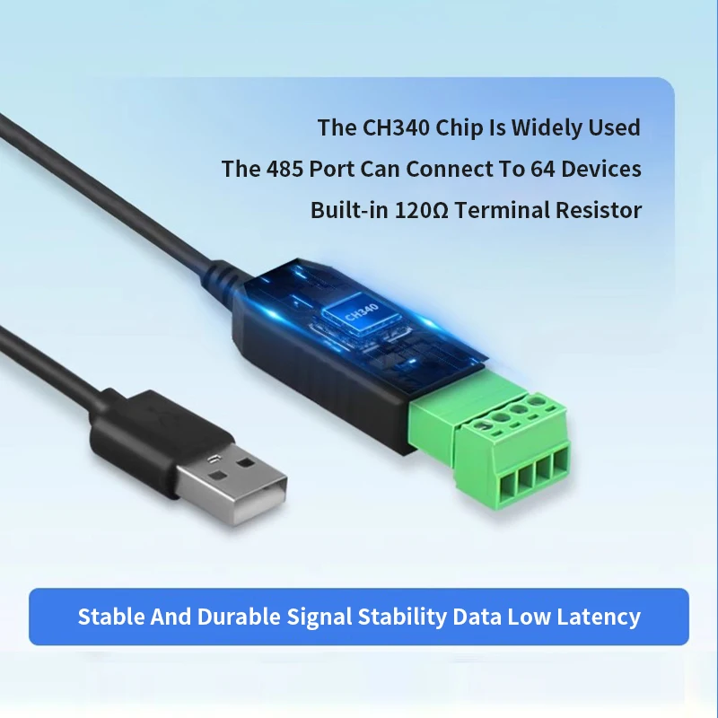 وحدة اتصالات محول مسلسل USB صناعي إلى 485 CH340 PLC وحدة تحكم IO التسلسلية تدعم Win xp/7/Vista/8/10/11