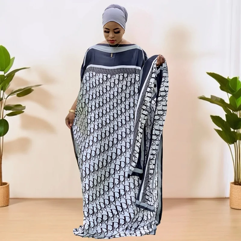 

Women's African Dress 2 Sets with Headscarf Geometric Print Kaftan 140cm Maxi Dress Crew Neck Short Sleeve Plus Size Clothing