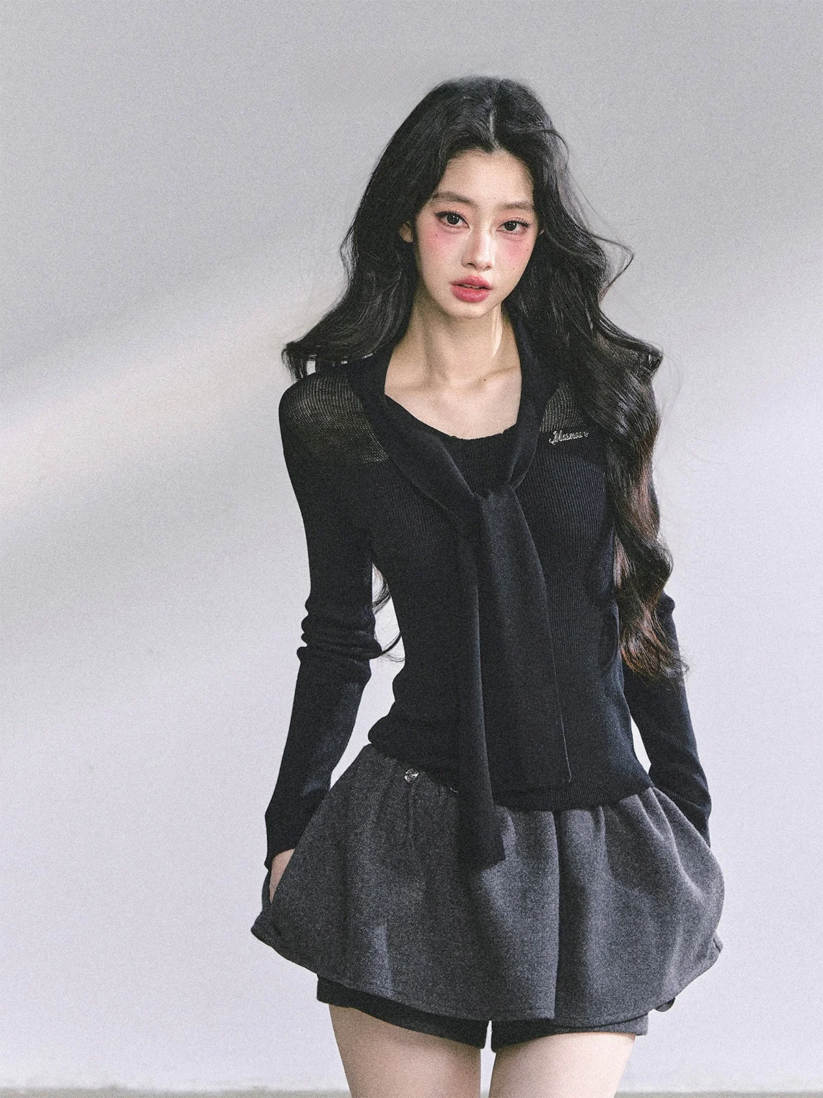 

AOMALM Long Sve трикотажная сексуальная футболка Bla, женская осенняя дизайнерская чувственная футболка Pure Desire, повседневная облегающая футболка из смеси полиэстера