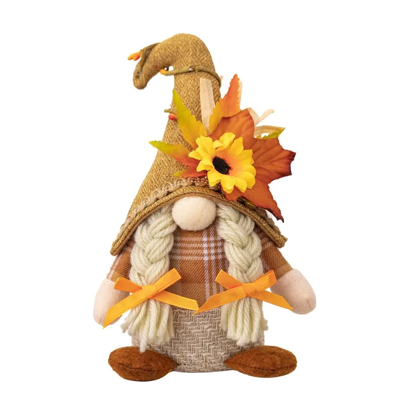 Spring Summer Sunflower With Hat Gnomes Indoor Decorations, Handmade Stuffed Plush Gnomes B, Holiday Decorations
