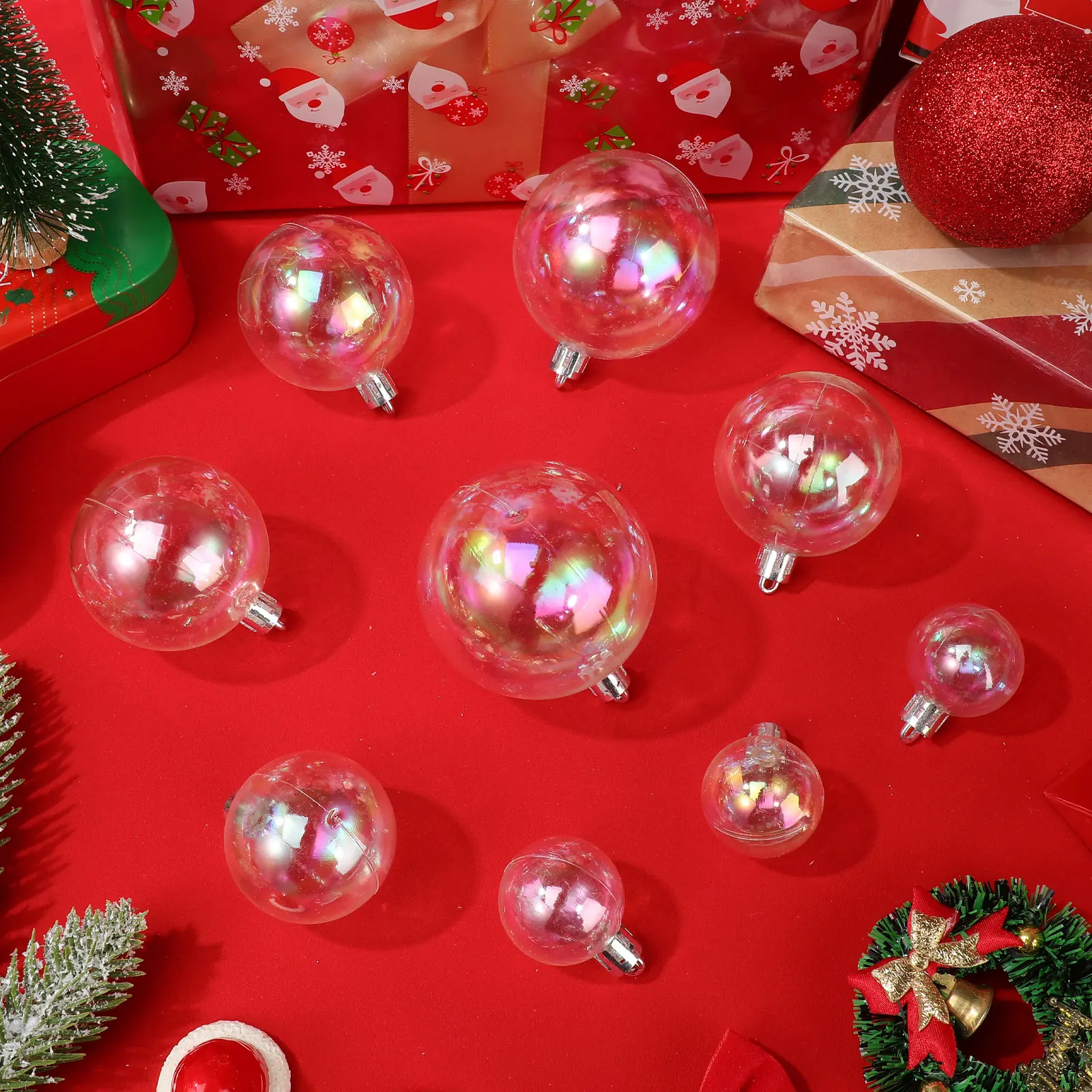 

18 Pack Xmas Ball Decoration Clear Hanging Christmas Balls Festive Tree Ornament Set for Holiday Home Party Decorations