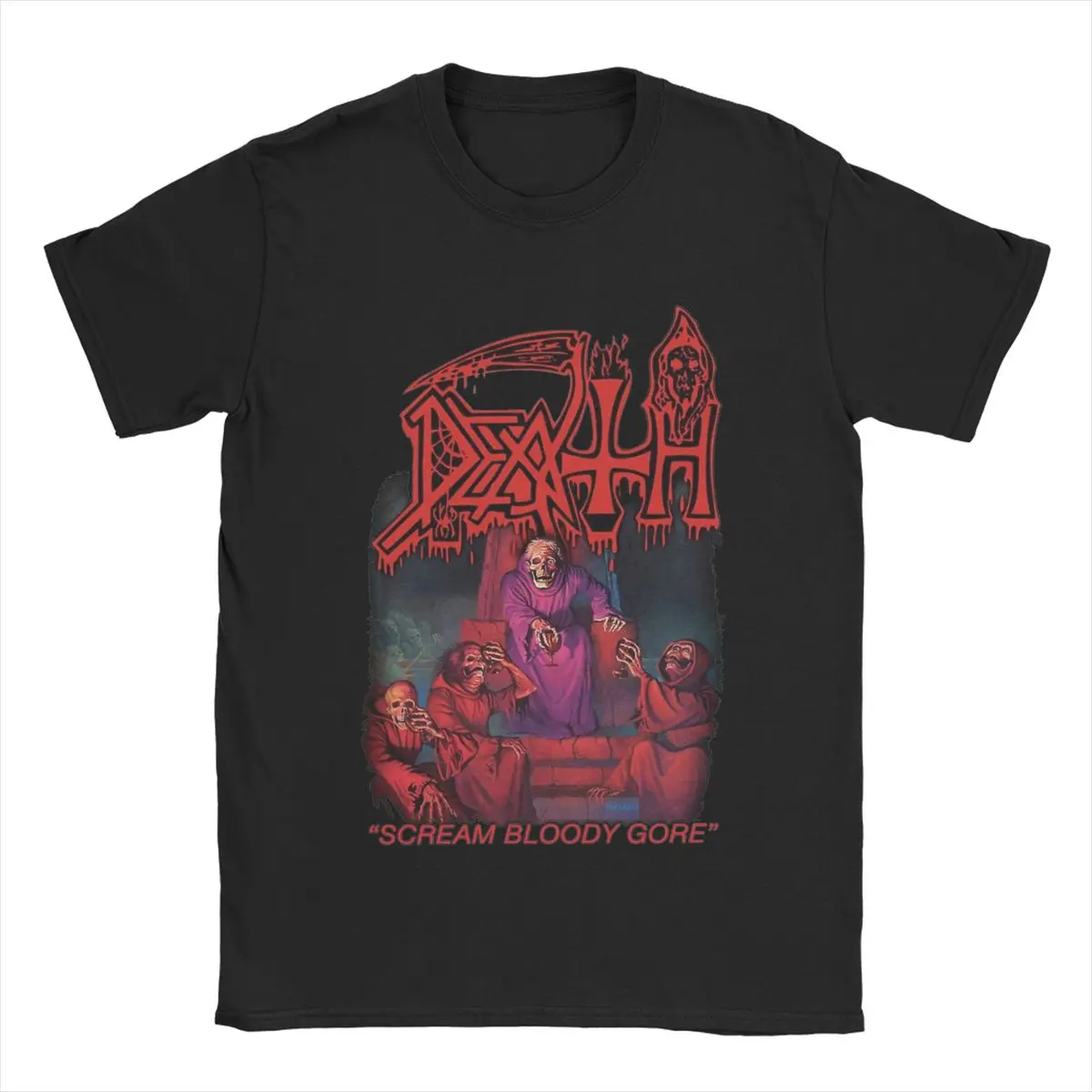 Death Rock Band Scream Bloody Gore T Shirt Apparel for Men Women 100% Cotton Funny Tee Shirt Short Sleeve Tops Birthday Gift