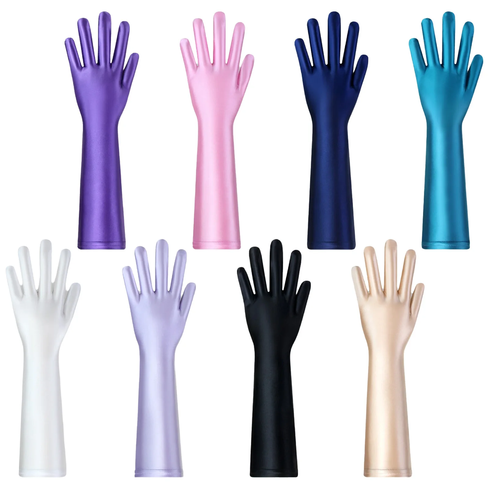 Gants en Satin brillant à l'huile, doigts connectés, Sexy, haute élasticité, Ultra longs, pour carnaval, jeu de rôle, Clubwear, robe
