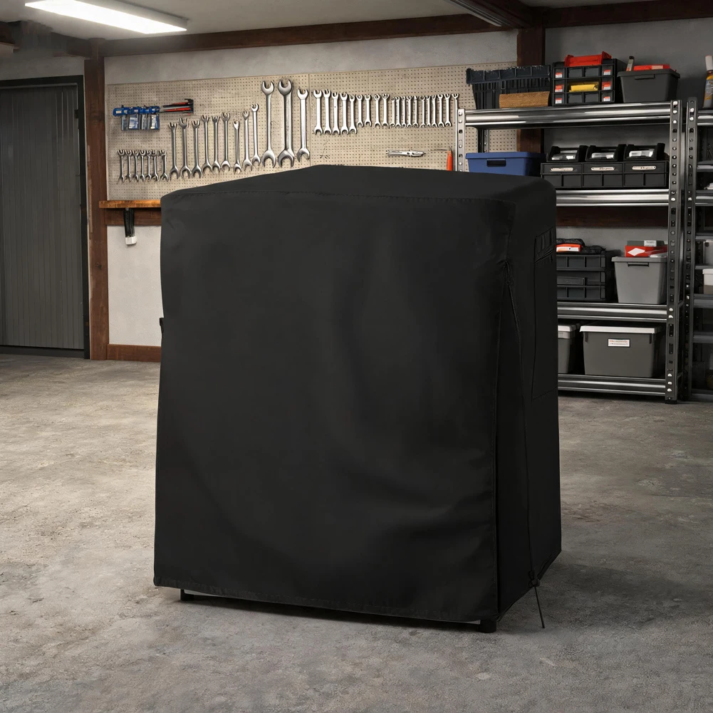 Black 210D Oxford Cloth Waterproof Dust Cover With Zipper And Pockets For 20x20x21 Inch Upright Refrigerator Protection Storage