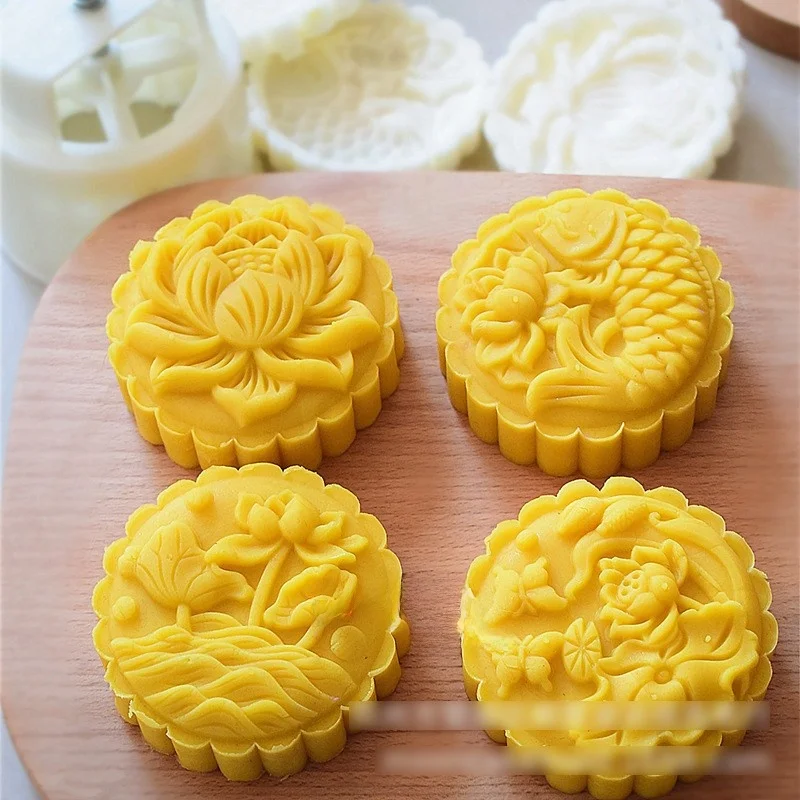 Thickened Large Mooncake Mold Handpressed Guangdong Style 3D Lotus Fish New Product Kitchen Baking Tools for Everyone