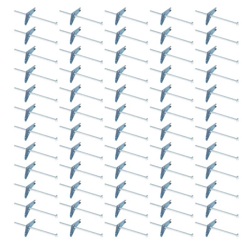 60 Pcs  Carbon Steel Butterfly Toggle Drywall Anchors Kit,1/8 x 3 1l8x2 Inch for Ceiling, Hollow Wall, Sheetrock