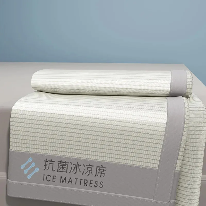 LOT Summer Ice Silk Cool Mat Bed Sheet Set Machine Washable Ice Silk Coldfeeling