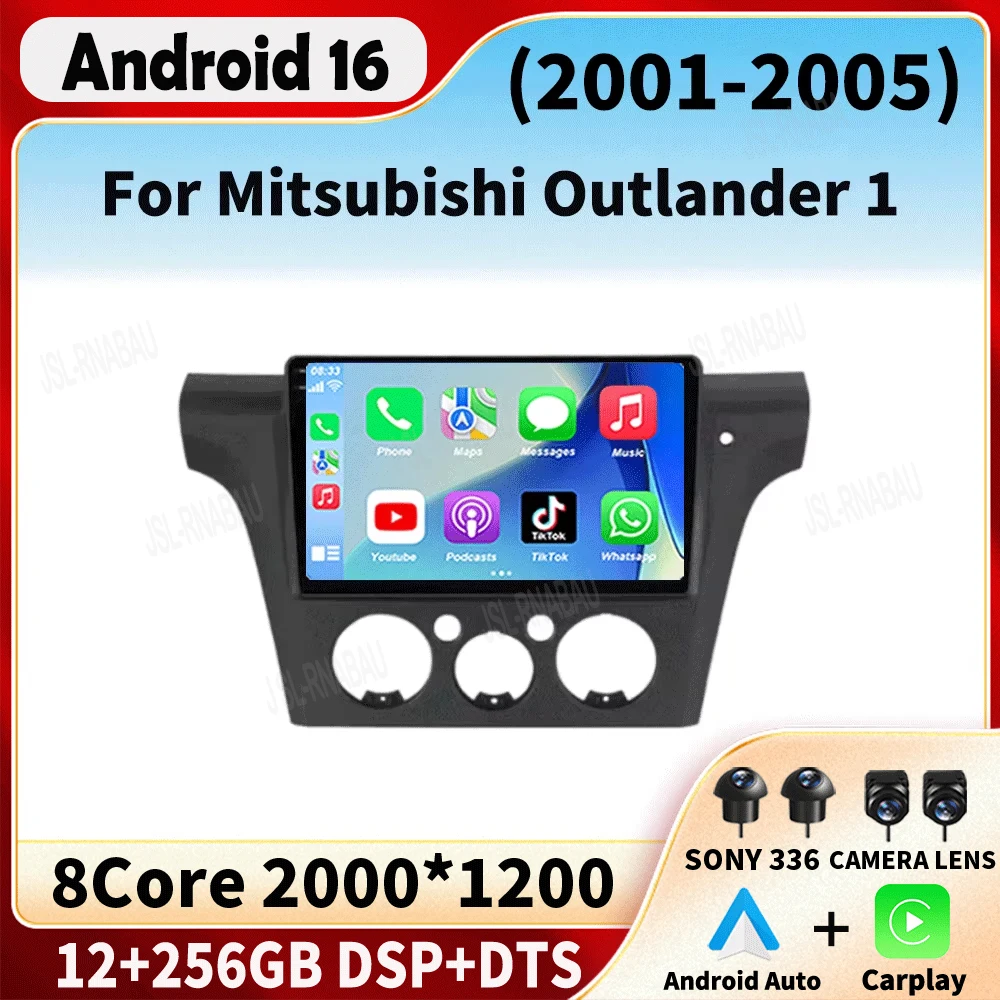 Android 16 Car Radio For Mitsubishi Outlander 1 2001-2005 Multimedia Video Player Stereo GPS Navigation Carplay Andorid Auto 5G