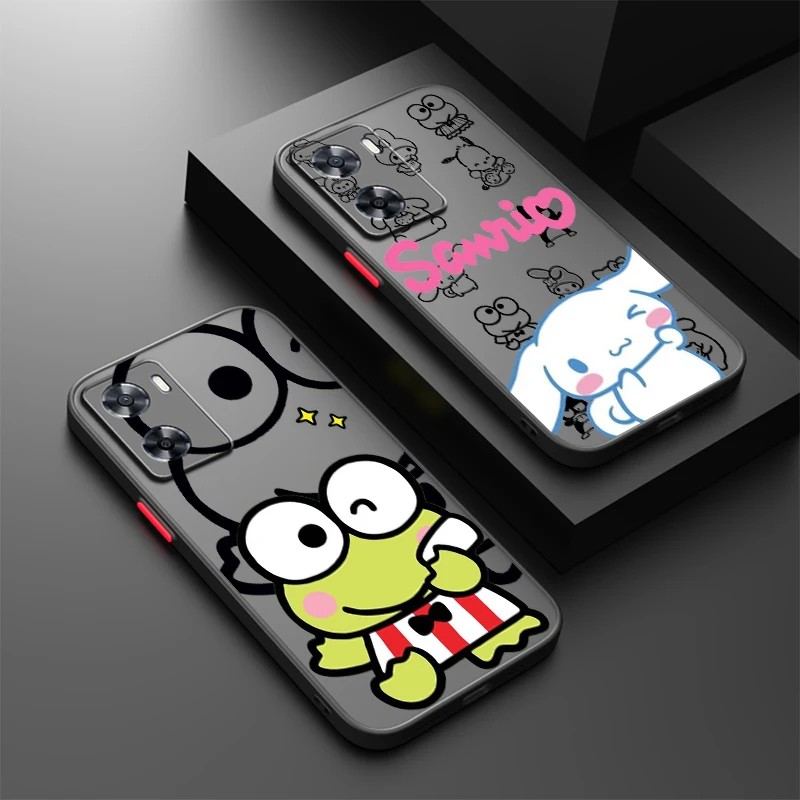 Kero Kero Keroppi Hello Kitty Frosted Translucent For OPPO X5 X3 A54S A5 A94 A16 A53S A57 A74 A72 A96 A98 A78 5G Funda