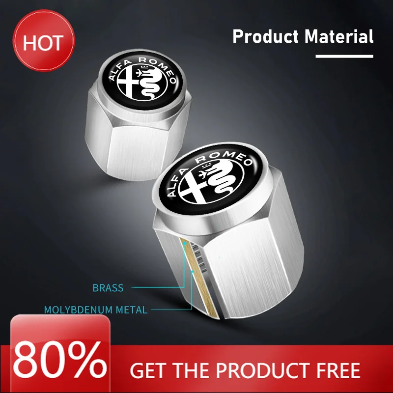 Hub Caps Car Emblem Wheel Tire Valve Stem Cap Dust Cover Accessories For Alfa Romeo GT Stelvio F1 Brera Volante Tonale Gloria Di