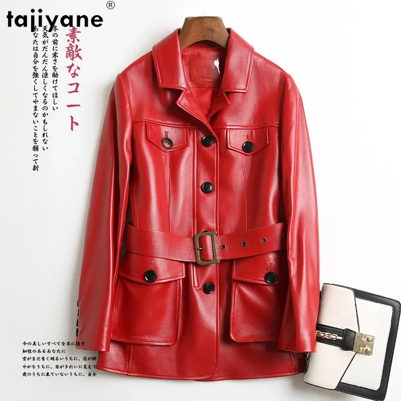 

Tajiyane Real Sheepskin Leather Trench Coat for Women 2023 Fashion Autumn Winter Genuine Leather Jacket Jaqueta Couro Feminina