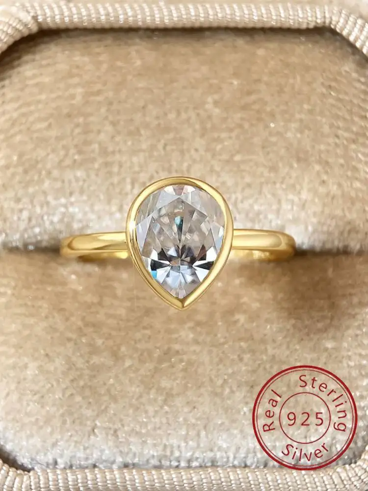 925 Sterling Silver Water Drop Shape Zircon Ring For Women Anniversary Party Personalized Simplicity High Quality Fine Jewelry