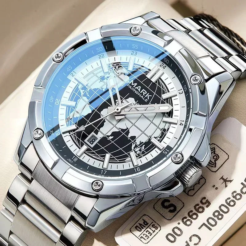 MARK FAIRWHALE 5130 Fashion Individual Watches for Men Luminous Calendar Quartz Round Waterproof Luxury Mens Watch Reloj Hombre