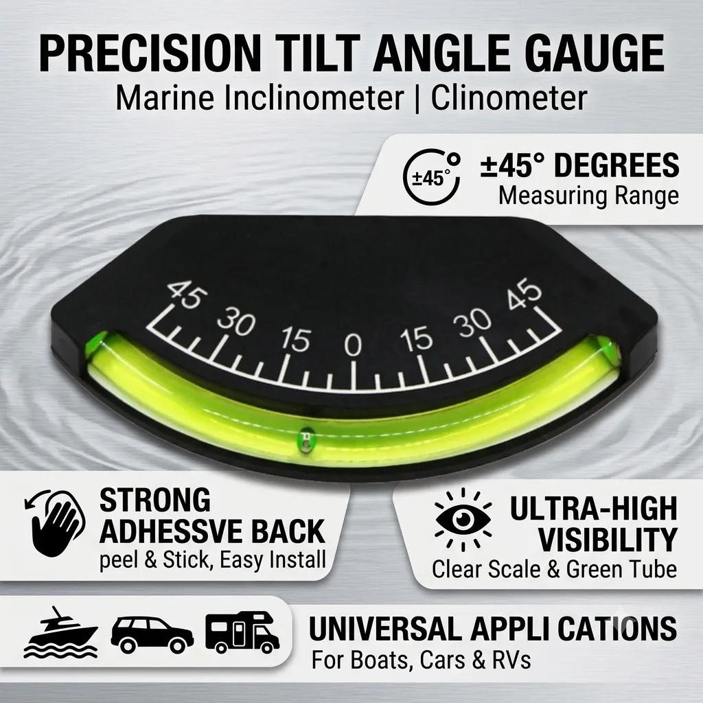 Marine Inclinometer Clinometer Level Gauge -45 To +45 Degree High Visibility Tilt Angle Meter With Adhesive For Boat Car RV