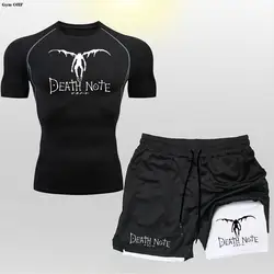 Anime Death Note Men's Workout Sports Suit Gym Fitness Compression Sportswear Running Jogging 2 In 1 Shorts Sets Men Tracksuits