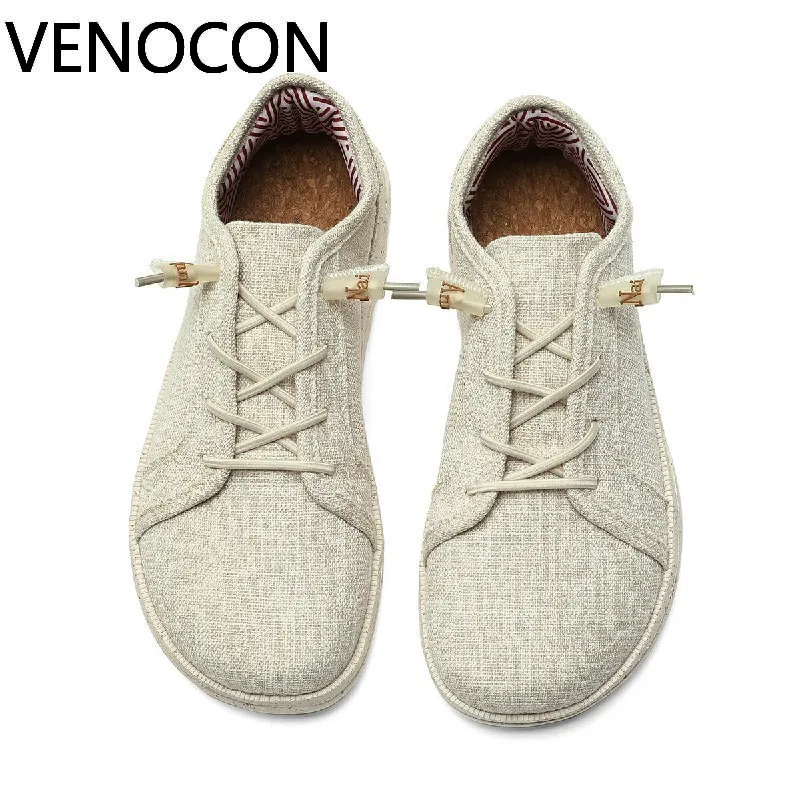 VENOCON Men's Barefoot Wide Toe Box Canvas Lining Airy Upper Light Minimalist Slip-On Loafers Shoes Sneakers For Men Man Woman