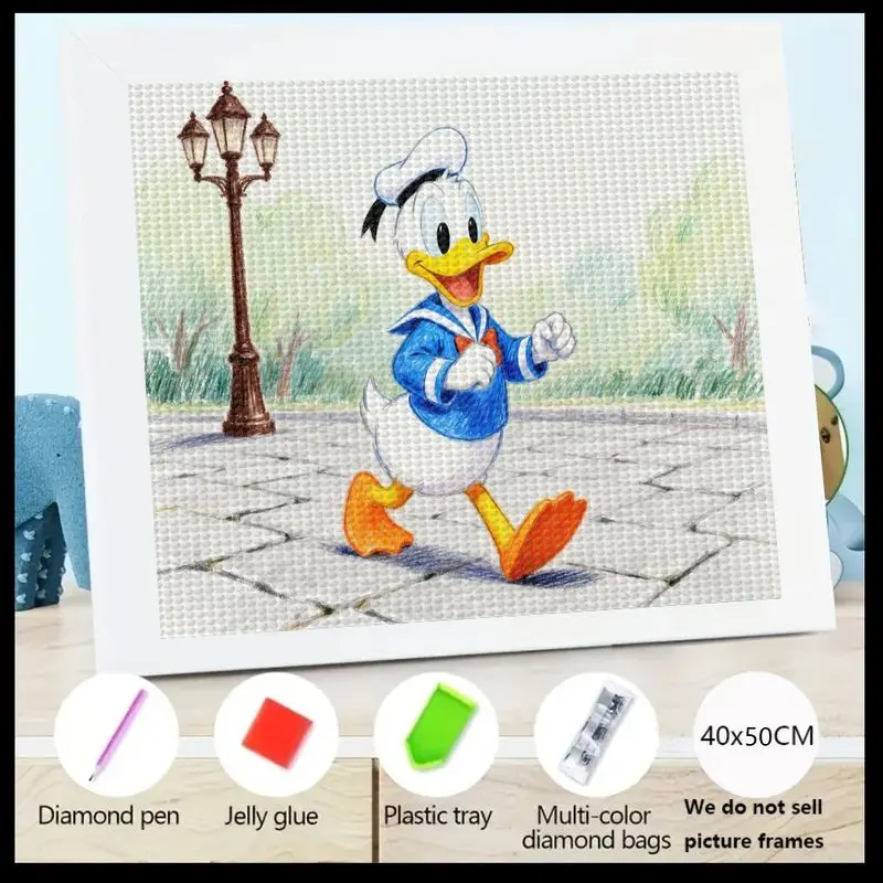 

1 шт., милый Дональд Дак, ходячая сцена, 5D полная дрель, набор для алмазной живописи, DIY персонаж мультфильма аниме, вышивка кристаллами и стразами