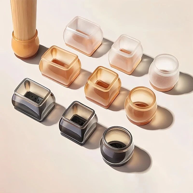 New 4pcs rubber Chair Leg Floor Protectors with Non-slip Felt Furniture Cups for Hardwood Floors Protect Floors from Scratches