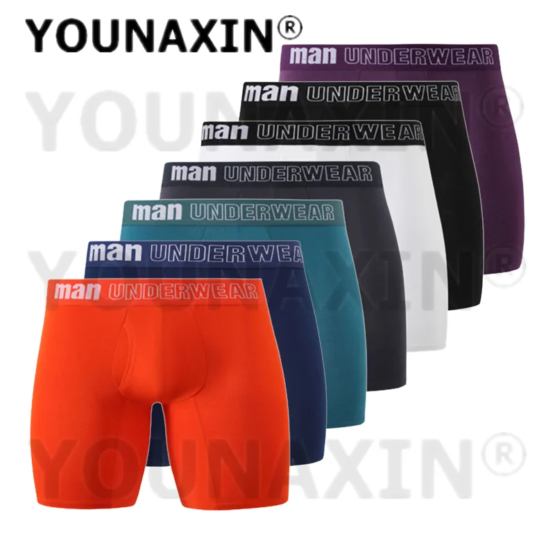 7 Pack Men's Big Size Sports Underwear Crotch Opening Boxers Briefs Sexy Panties Knickers Underpants Undies Homme Trunks 5XL 6XL