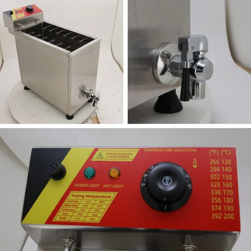Large Capacity Cheese Hot Dog Stick Fryer Stainless Steel Single Cylinder Household Deep Fried Cheese Hot Dog Stick Machine