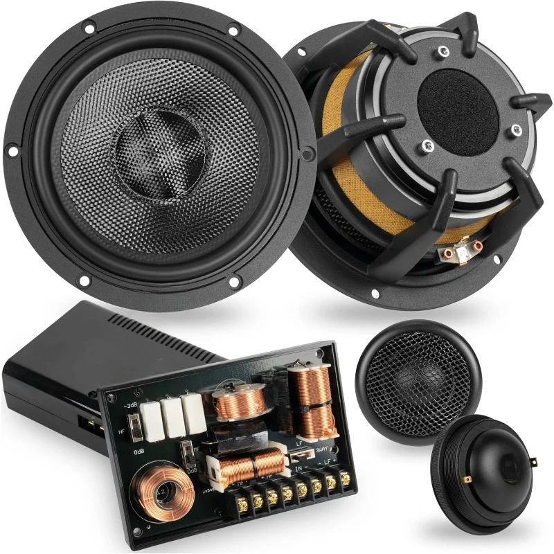 6.5" High-Performance Car Speakers, 600W Max, 300W RMS, 2-Way 6-1/2 inch Component System w/ 1-3/16" Silk Dome Tweeters