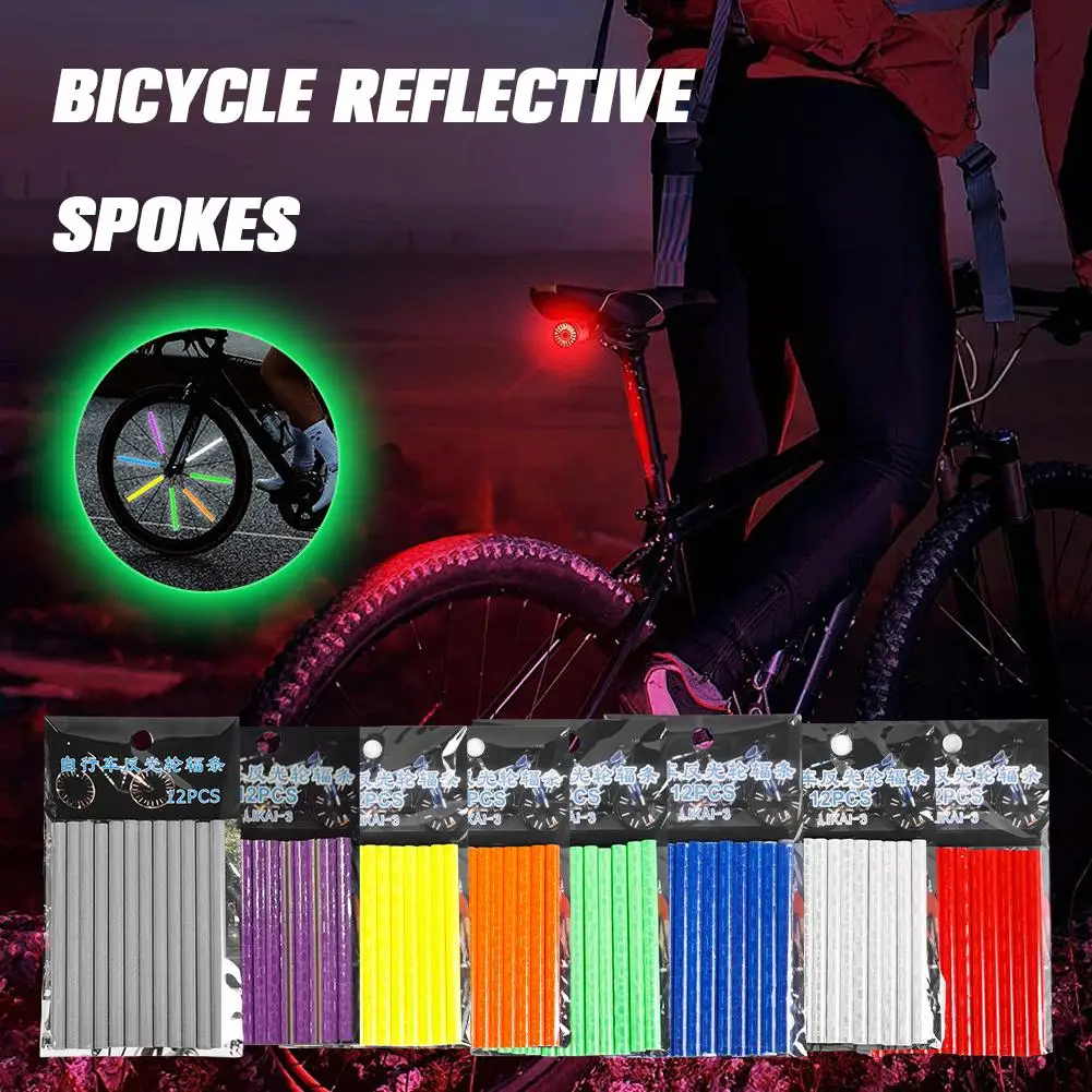 Bicycle Wheel Spokes Reflective Sticker Colorful Tube Light Reflective DIY Reflector Safety Safety Warning Kit Cycling H5G7