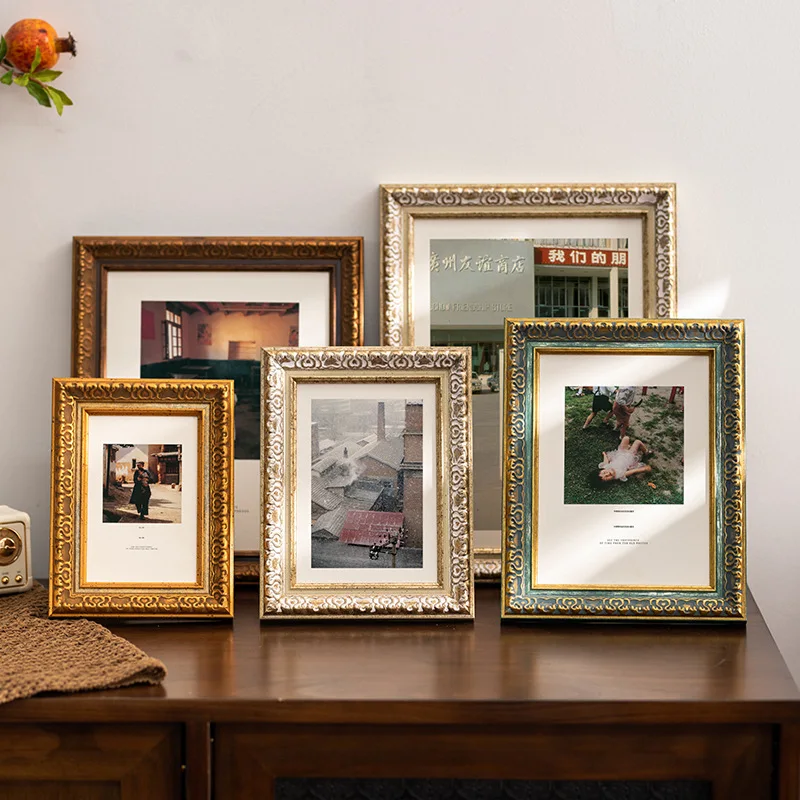 Picture Frame Hanging Wall 5-10 inch Horizontal Resin Frame Table A4 American European Wedding Dress Palace Retro Picture Frame