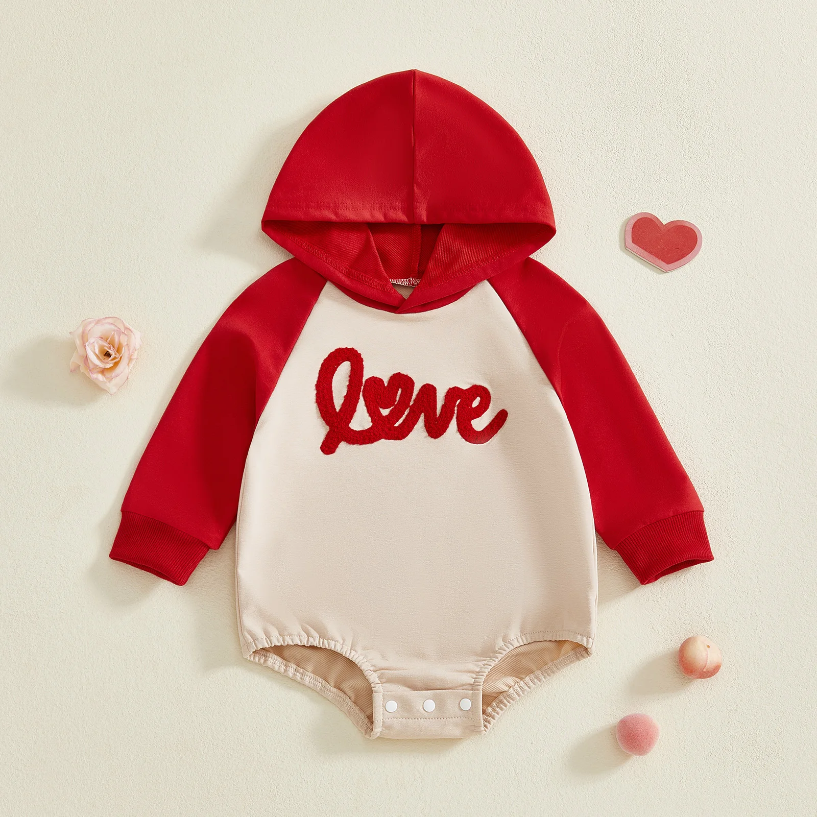 

Infant with Heart and Letter Embroidery Long Sleeve Romper for Baby Boys and Girls Cute Bubble Jumpsuit