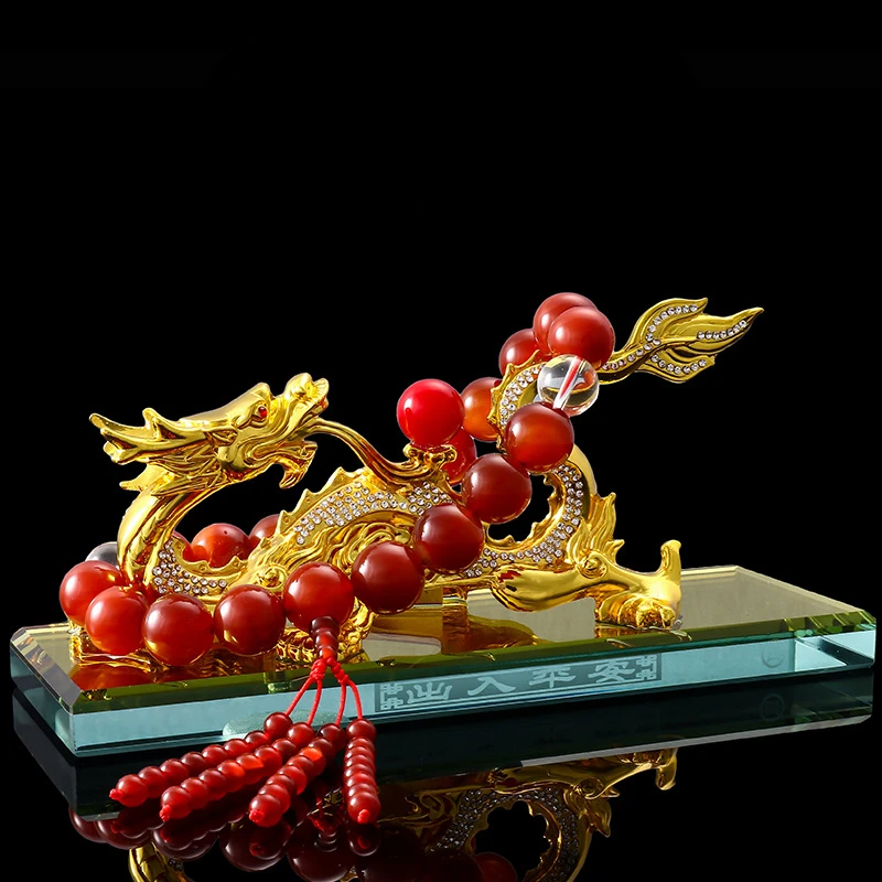 Automotive alloy Shenlong ornaments beads Ensuring safety blessing Bookcase office Home decor Animal Shapes Sculpture Crafts