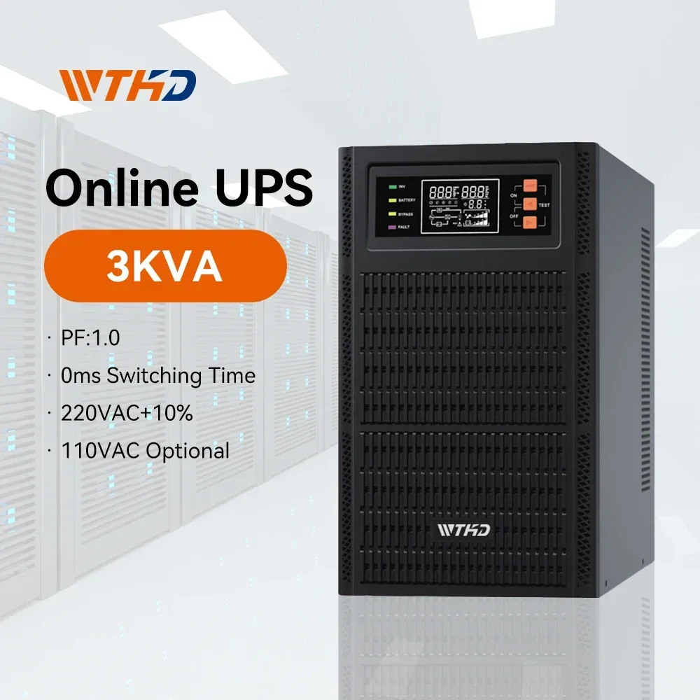 3kva 3000w UPS عبر الإنترنت 3kw شاشة Lcd منزلية 110vac 220vac عالية التردد على الإنترنت للبطارية الخارجية #1