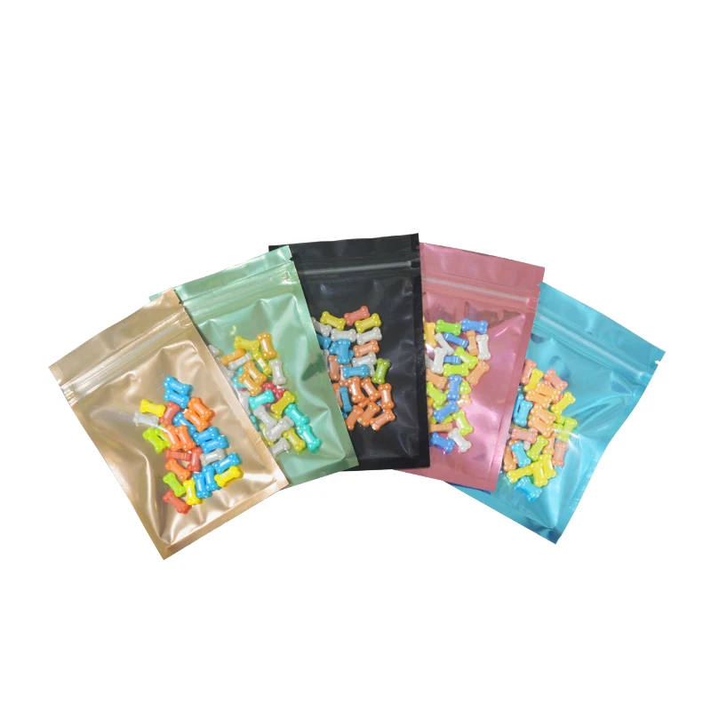 100 Pcs Colorful and Transparent Zip Lock Pouches, Food Storage Bags Moisture Proof Bags Keep Aroma Zip Lock Bags