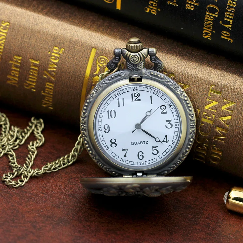 Reloj de bolsillo con diseño de dragón para hombre, cronógrafo de cuarzo con colgante, Estilo Vintage, Saati, regalos únicos