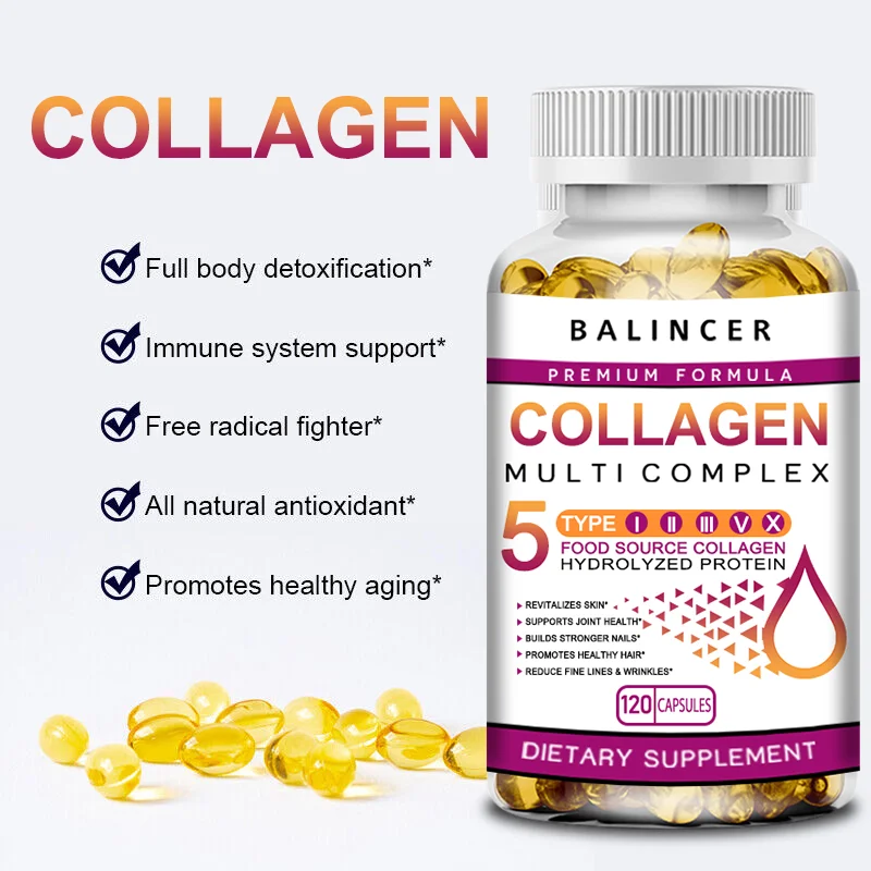 Hydrolyzed Collagen Capsules - Skin Joint Hair Nail Health Support Antioxidant Nutritional Supplement for Women