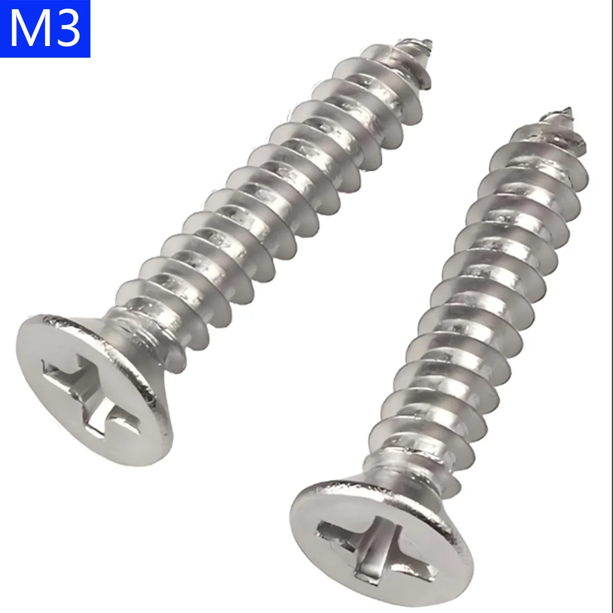 M3 304 Stainless Steel Flat Head Phillips Self Tapping Screws  Wood Screws GB 846  DIN 7982