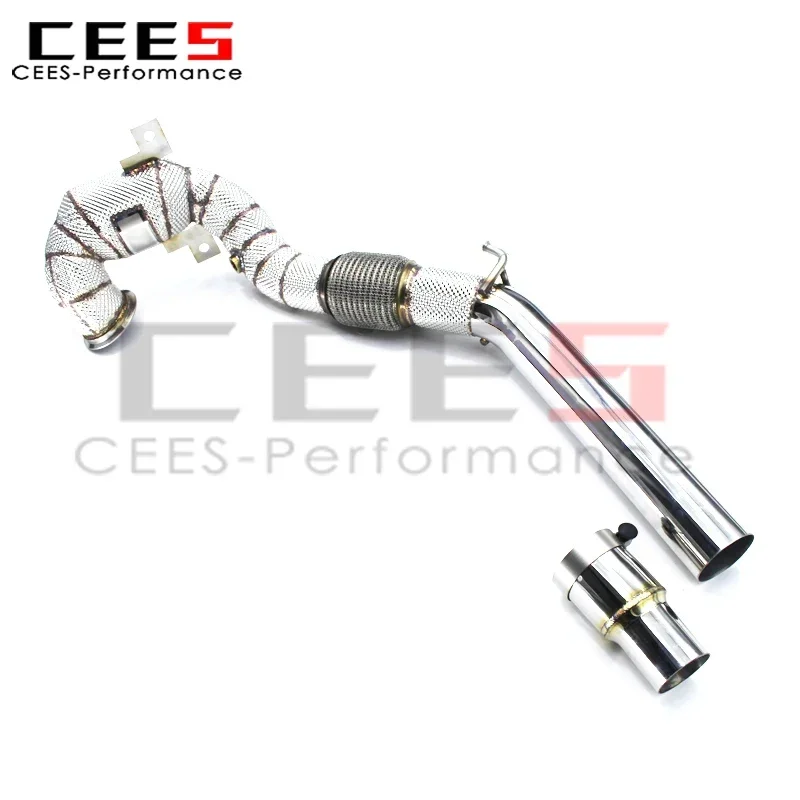 CEES  Exhaust Downpipe for VW Golf MK7/MK7.5 GTI 2.0T 2014-2020 Stainless Steel Exhaust Downpipe with Catalyst with Heat Shield