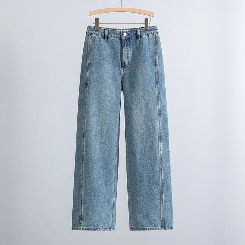 New Low Waist Retro Old Split Straight Wide-leg Jeans for Women