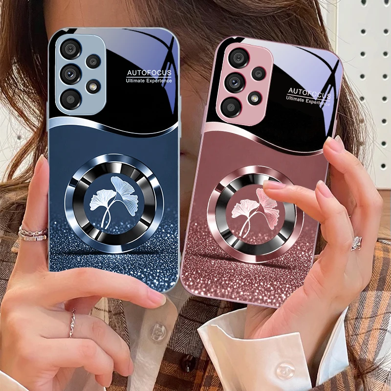

Blue Ginkgo Leaves For Samsung S 25 S25 Edge S25Ultra S8 S9 S10 20 U ltra S21 Pro S22 Plus S23 FE S24 Ultra Glass Phone Case