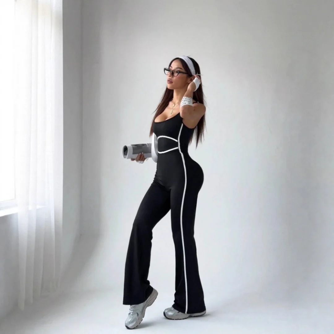 

Women s Contrast Color Sleeveless Slim Jumpsuit Fashion Trend Unique Small Details Stylish One Piece Bodysuit Chic Modern Outfit