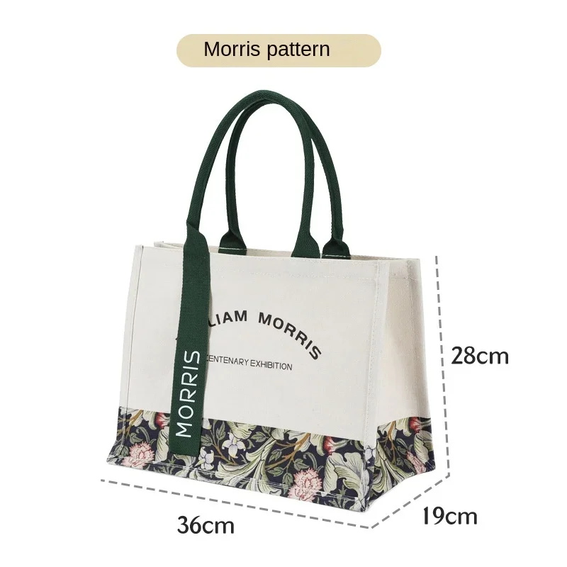 Nieuwe Morris Patroon Canvas Tassen Voor Vrouwen 2024 Mode Afdrukken Handtas Grote Capaciteit Bloem Bauhinia Print Boodschappentas