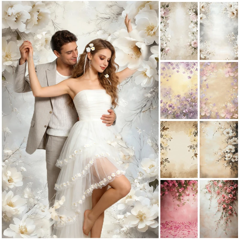 

Vintage Abstract Floral Texture Photography Backdrops Oil Painting Flower Maternity Bridal Art Portrait Background Studio Props